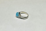 Vintage NOS 1970's Genuine 8 x 6mm Oval Blue Chalcedony Rhomboid Ring