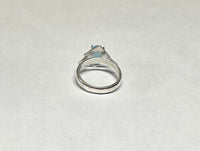 Vintage NOS 1970's Genuine 8 x 6mm Oval Blue Chalcedony Rhomboid Ring