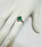 Vintage NOS 1970's Genuine 8 x 6mm Oval Green Onyx Rhomboid Ring