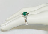 Vintage NOS 1970's Genuine 8 x 6mm Oval Green Onyx Rhomboid Ring