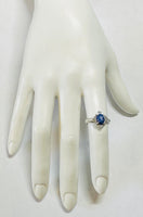 Vintage NOS 1970's Lab-created 8 x 6mm Oval Blue Star Sapphire Rhomboid Ring