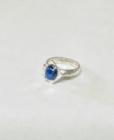 Vintage NOS 1970's Lab-created 8 x 6mm Oval Blue Star Sapphire Rhomboid Ring