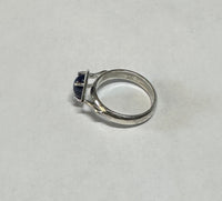 Vintage NOS 1970's Lab-created 8 x 6mm Oval Blue Star Sapphire Rhomboid Ring