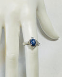 Vintage NOS 1970's Lab-created 8 x 6mm Oval Blue Star Sapphire Rhomboid Ring