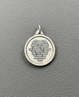 Sterling Silver 925 Antiqued Praying Hands Serenity Prayer Medal Pendant