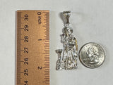 Sterling Silver and Genuine Ruby Saint Barbara "Santa Barbara" with Tower Pendant