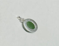 Sterling Silver and Genuine Oval 16 x 12mm Nephrite Jade Pendant with 18" Chain