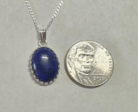 Sterling Silver and Genuine Oval 16 x 12mm Lapis Lazuli Pendant with 18" Chain