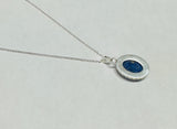 Sterling Silver and Genuine Oval 16 x 12mm Lapis Lazuli Pendant with 18" Chain