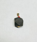 14 Karat Yellow Gold and Genuine 15mm Azabache Jet Pendant