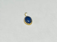 14K Yellow Gold Genuine 10 x 8mm Oval Cabochon Lapis Lazuli Crown Style Pendant