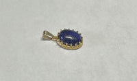 14K Yellow Gold Genuine 10 x 8mm Oval Cabochon Lapis Lazuli Crown Style Pendant