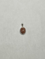 Sterling Silver 10 x 8mm Brown Goldstone "Venturina" Crown Style Pendant (Available with or without chain)