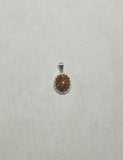 Sterling Silver 10 x 8mm Brown Goldstone "Venturina" Crown Style Pendant (Available with or without chain)