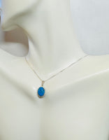 Sterling Silver 10 x 8mm Howlite Dyed Turquoise Crown Style Pendant (Available with or without chain)