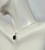 Sterling Silver 10 x 8mm Genuine Black Onyx Crown Style Pendant (Available with or without chain)