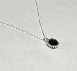 Sterling Silver 10 x 8mm Genuine Black Onyx Crown Style Pendant (Available with or without chain)