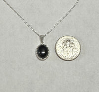 Sterling Silver 10 x 8mm Genuine Black Onyx Crown Style Pendant (Available with or without chain)