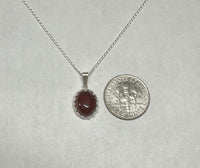 Sterling Silver 10 x 8mm Genuine Carnelian Crown Style Pendant (Available with or without chain)