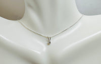 Sterling Silver and Genuine 0.06 Carat Natural Diamond Petite Solitaire Pendant Necklace