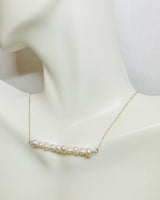 14 Karat Yellow Gold Genuine Freshwater Pearl 17.5" Bar Necklace