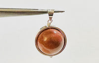 Sterling Silver 18mm Goldstone "Venturina" Circle Spinner Pendant