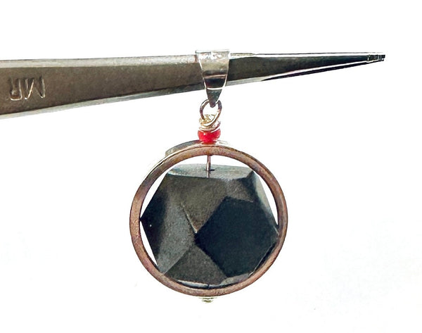 Sterling Silver 18mm Genuine Azabache Jet Circle Pendant