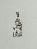 Sterling Silver and Genuine Ruby Saint Barbara "Santa Barbara" with Tower Pendant