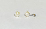 Sterling Silver Genuine 8mm White Button Freshwater Cultured Pearl Stud Post Earrings