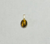 14K Yellow Gold Genuine 10 x 8mm Oval Cabochon Tiger's Eye Crown Style Pendant