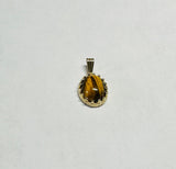 14K Yellow Gold Genuine 10 x 8mm Oval Cabochon Tiger's Eye Crown Style Pendant