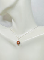 Sterling Silver 10 x 8mm Brown Goldstone "Venturina" Crown Style Pendant (Available with or without chain)