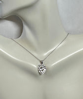 Sterling Silver & Genuine Diamond "MOM" Heart Pendant with 18" Chain