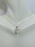 Sterling Silver & Genuine Diamond "MOM" Heart Pendant with 18" Chain