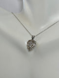 Sterling Silver & Genuine Diamond "MOM" Heart Pendant with 18" Chain