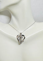 Sterling Silver & Genuine Diamond "MOM" Heart Pendant with 18" Cable Chain