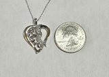 Sterling Silver & Genuine Diamond "MOM" Heart Pendant with 18" Cable Chain