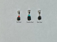 Sterling Silver & Genuine 5mm Azabache Jet Pendant (Red, Turquoise or Silver Bead)