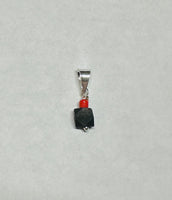 Sterling Silver & Genuine 5mm Azabache Jet Pendant (Red, Turquoise or Silver Bead)