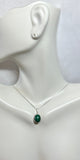 Sterling Silver 10 x 8mm Genuine Malachite Crown Style Pendant (Available with or without chain)