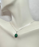 Sterling Silver 10 x 8mm Genuine Malachite Crown Style Pendant (Available with or without chain)