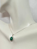 Sterling Silver 10 x 8mm Genuine Malachite Crown Style Pendant (Available with or without chain)