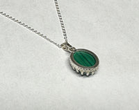 Sterling Silver 10 x 8mm Genuine Malachite Crown Style Pendant (Available with or without chain)