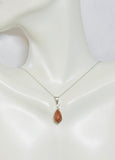 Sterling Silver Brown Goldstone "Venturina" Faceted Pendant with 18" Cable Link Chain