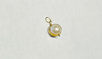 14 Karat Yellow Gold and Genuine 8mm Freshwater Pearl Circle Spinner Pendant