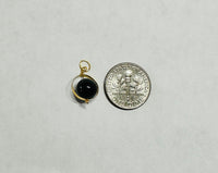 14 Karat Yellow Gold and Genuine 8mm Black Onyx Circle Spinner Pendant