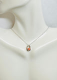 Sterling Silver and Genuine Pink Coral Slide Pendant on 18" Cable Link Chain