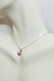 Sterling Silver and Genuine Pink Coral Slide Pendant on 18" Cable Link Chain