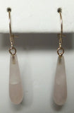 14 Karat Yellow Gold 0.84" Fancy Rose Quartz Drop Earrings