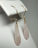 14 Karat Yellow Gold 0.84" Fancy Rose Quartz Drop Earrings